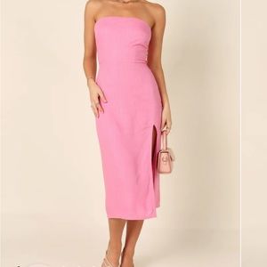 Pink Petal & Pup strapless midi dress